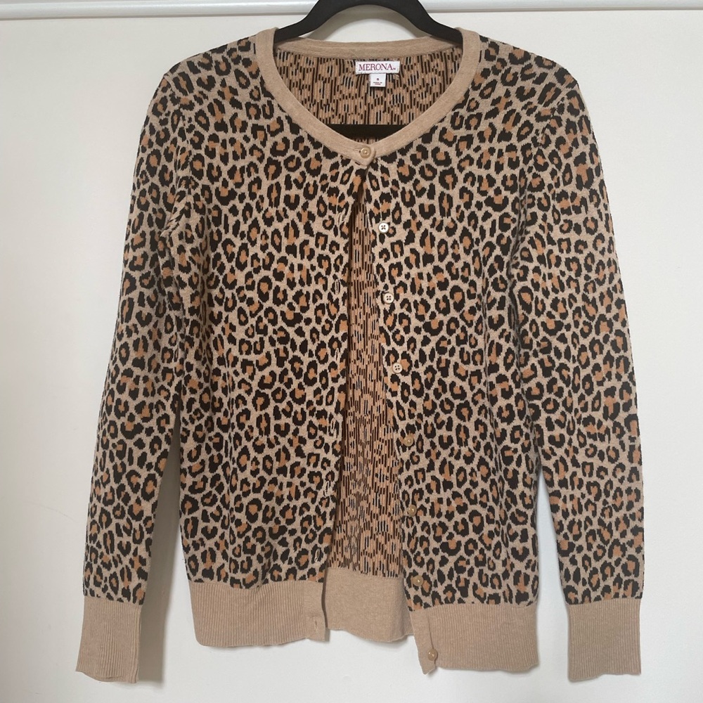 Merona brand leopard print cardigan size S